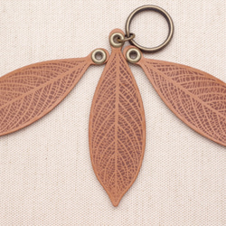 [Brown] Leather Leaf Vein Keychain (LK-1) 第2張的照片