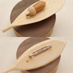 Wood Carving Leaf & Acorn Brooch [KEYAKI× Maple/ TOCHI] 第9張的照片