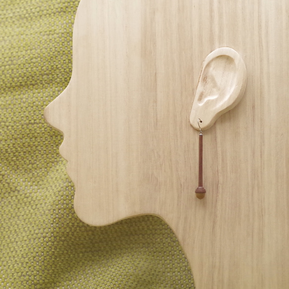 PAB-3 LONG Wooden Acorn Earring [Magnolia & Walnut] 第2張的照片