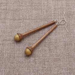 PAB-3 LONG Wooden Acorn Earring [Magnolia & Walnut] 第6張的照片