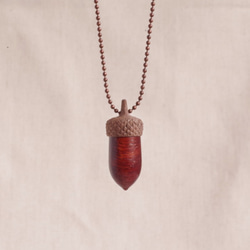 Wood Carving Acorn Pendant : Padouk & Walnut 第5張的照片