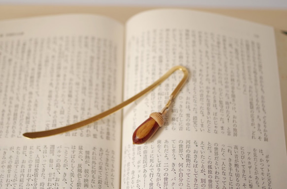 Wood Carving Acorn Bookmark, Wooden Mosaic, Chestnut & Padou 第3張的照片