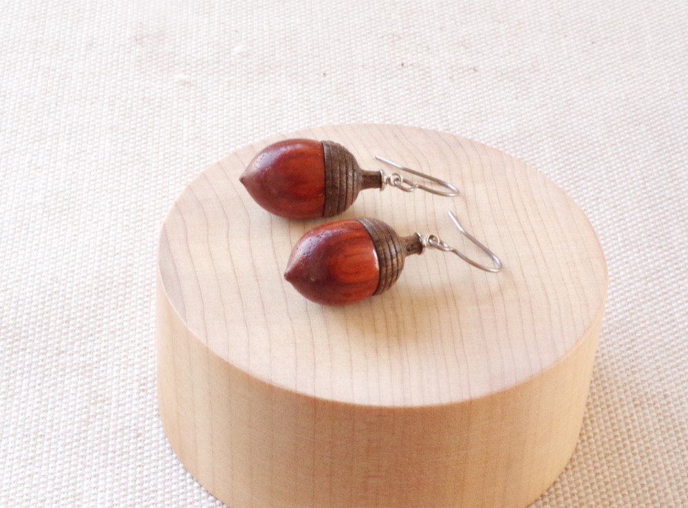 日本のどんぐりシリーズ　アラカシのピアス　 受注制作