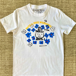 秋もHAPPYな週末を！ Tシャツ【ユニセックス】  猫と花 ※現在庫SS×1,XL×1,XXL×１ 2枚目の画像