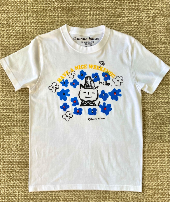 秋もHAPPYな週末を！ Tシャツ【ユニセックス】  猫と花 ※現在庫SS×1,XL×1,XXL×１ 2枚目の画像