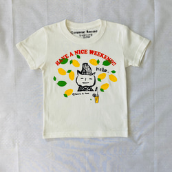 夏にピッタリ！猫とレモン Tシャツ【キッズ】HAVE A NICE WEEKENND!! 6枚目の画像