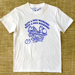 重ね着も可愛い◎着回しロゴTシャツ【ユニセックス】  (ホワイト×ブルー)※現在庫sizeSS,S,M,Lのみ 2枚目の画像