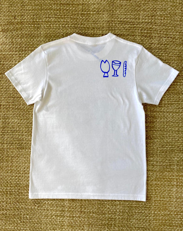 重ね着も可愛い◎着回しロゴTシャツ【ユニセックス】  (ホワイト×ブルー)※現在庫sizeSS,S,M,Lのみ 4枚目の画像