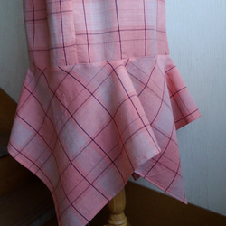 ピンク金魚ちゃん★変形ヘムの膝下丈スカート（ヒップ８７ｃｍまで）★ウール着物新反 2枚目の画像