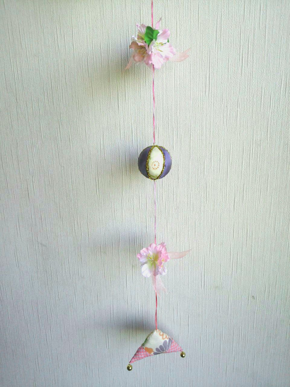 桜のくす玉★つるし飾り★古布リメイク 3枚目の画像