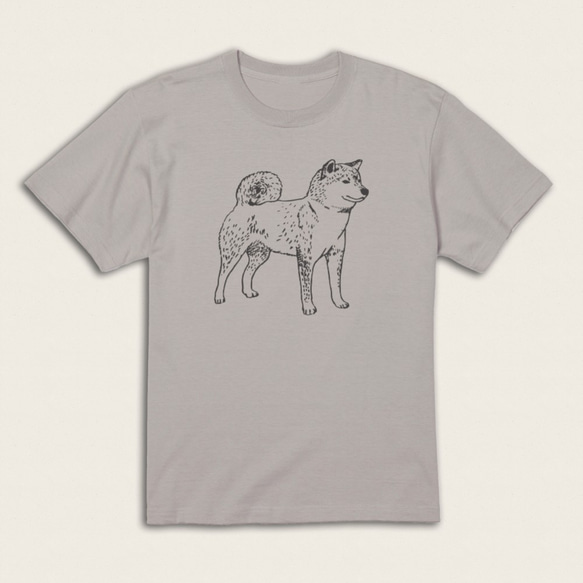 【 柴犬のTシャツ 】ライトグレー 1枚目の画像