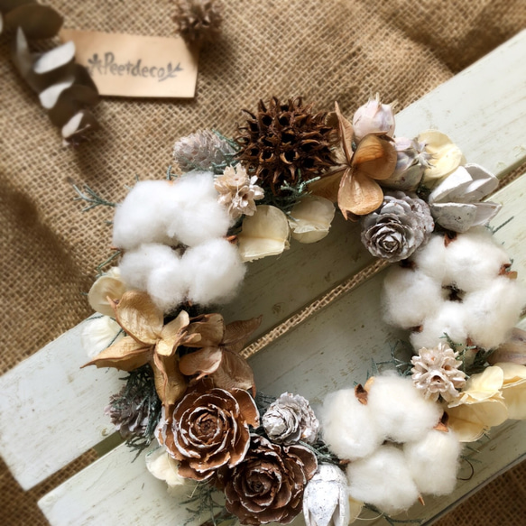 Christmas　クリスマスリース　コットンフラワー　冬　ナチュラルリース 冬のコットンリース【creema限定】＊〜クリスマスリース