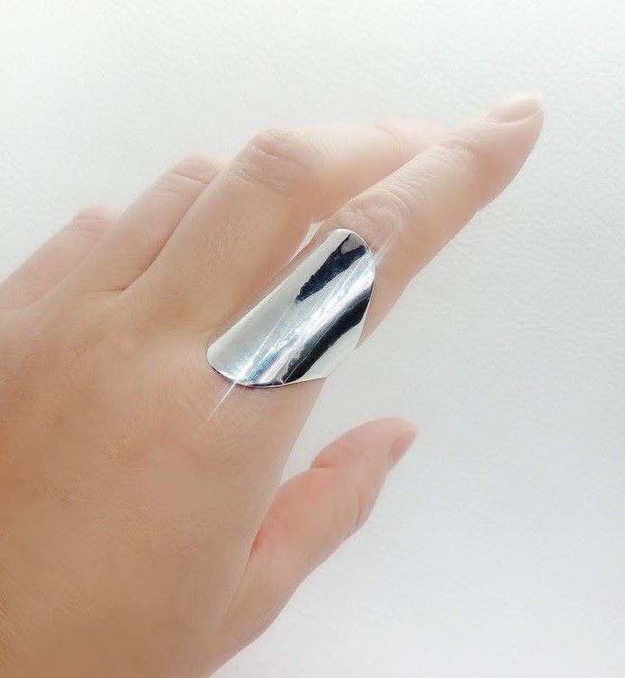 【受注生産】シルバー925・ぺたんこリング・オーバルラインカット