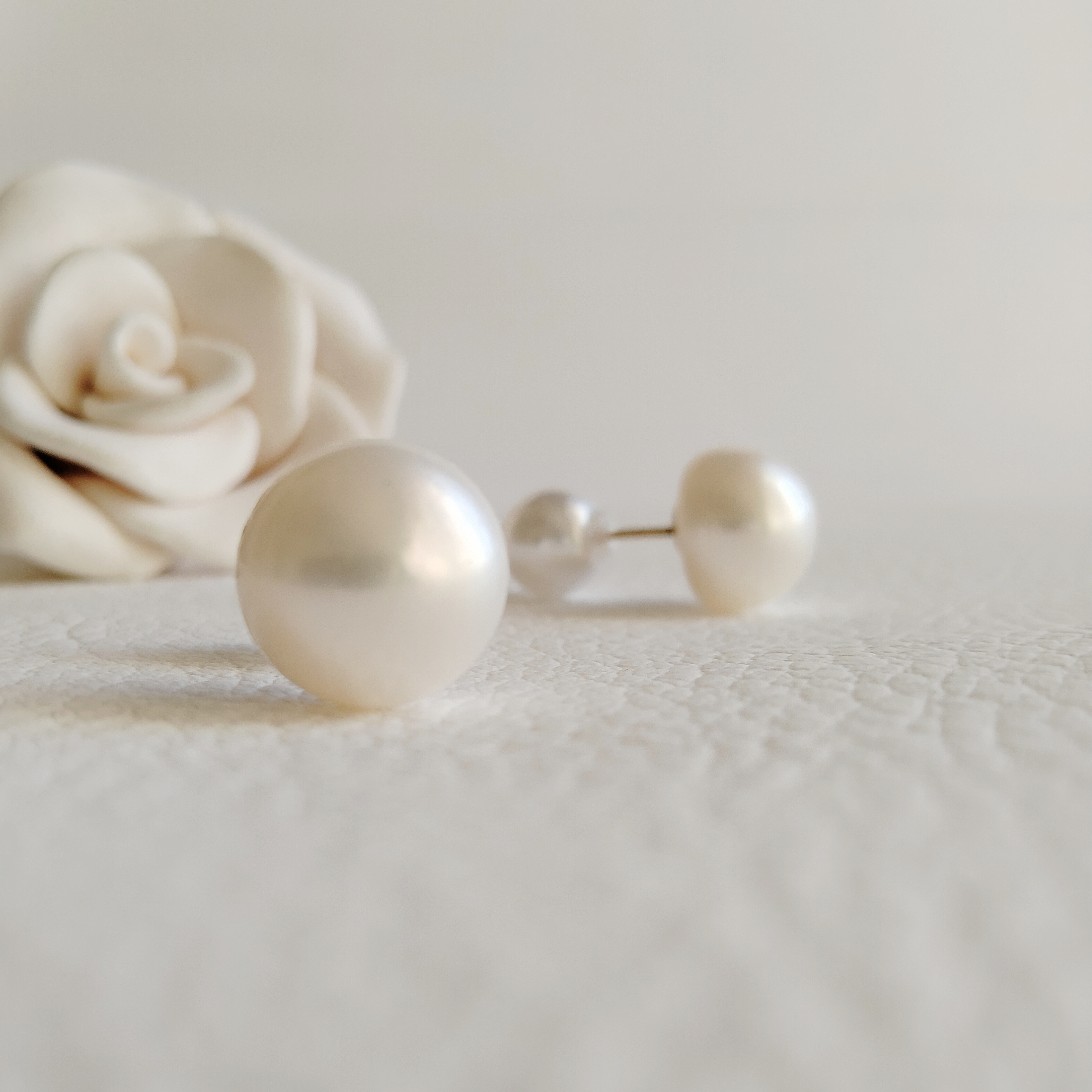 大粒淡水真珠のひと粒ピアス・ホワイトカラー 4,510円