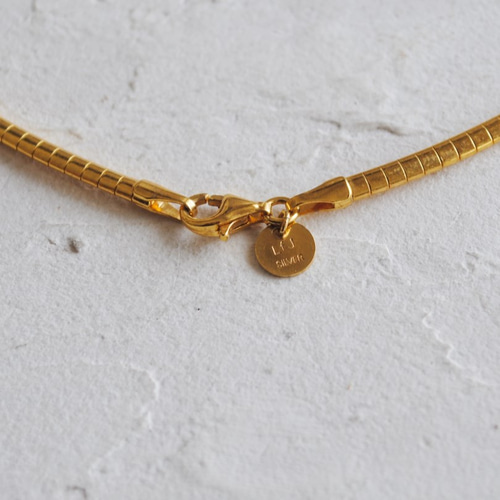 シルバーオメガネックレス＊K18コーティング＊2.5ミリ幅 チョーカー