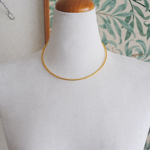 シルバーオメガネックレス＊K18コーティング＊2.5ミリ幅 チョーカー