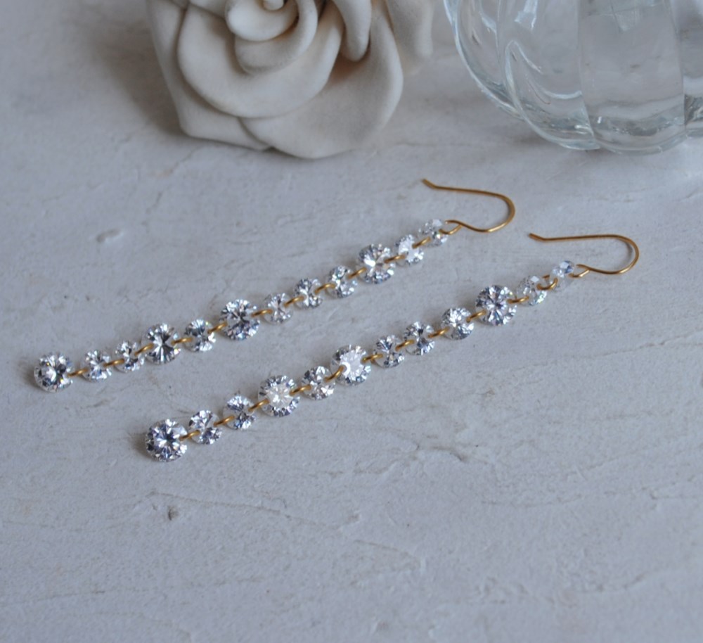 k14ゴールドフィルド＊キュービックジルコニアのつららピアス