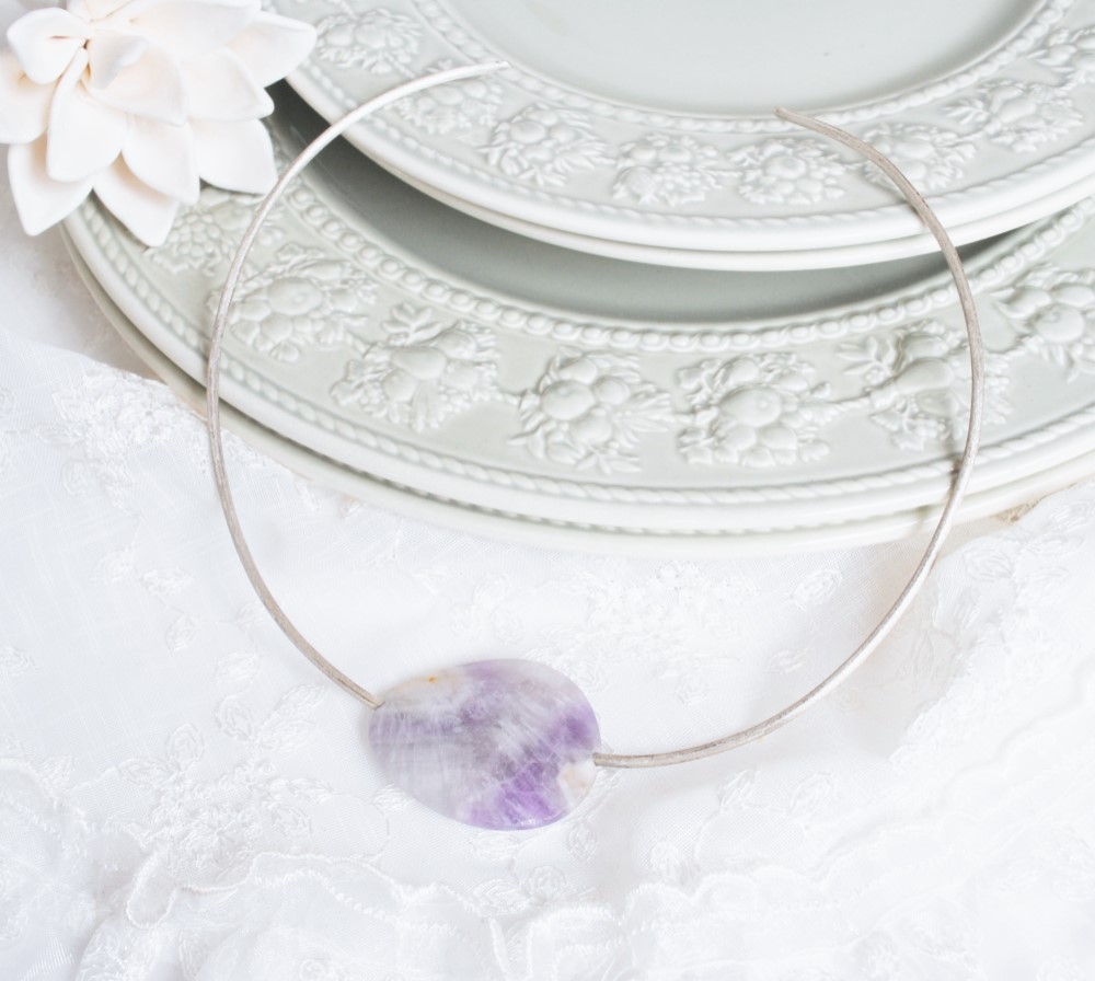 ラベンダーアメシストのシルバーチョーカー
