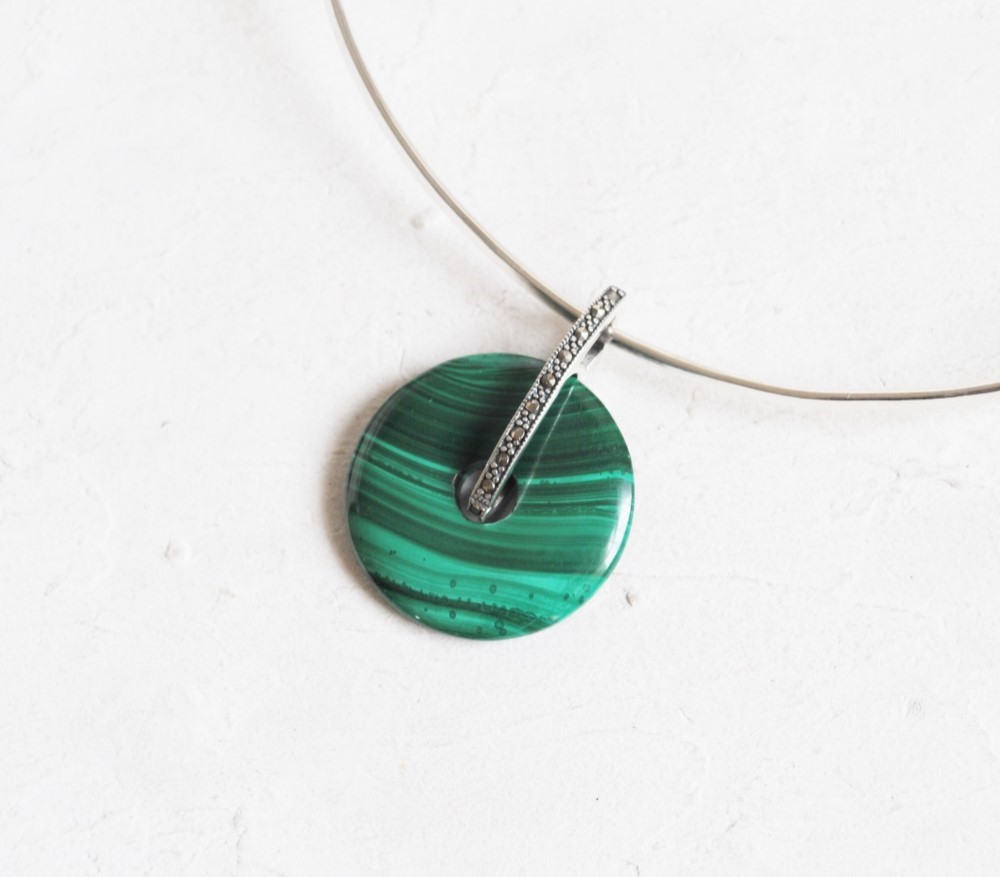 SILVER950×マラカイトのチョーカーネックレス