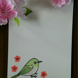 メジロ☆梅の花/会えるとうれしい野鳥☆消しゴムはんこ 2枚目の画像