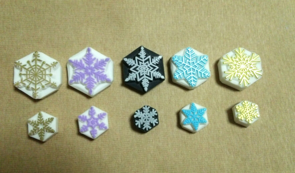 【定形外送料無料】雪の結晶＊持ち手なし/2点選んで☆消しゴムはんこ【制作14日間】 3枚目の画像