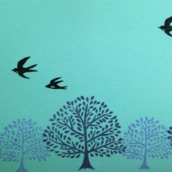【定形外送料無料】大空に葉を広げる木(大)/鳥はんこオマケ/消しゴムはんこ【制作14日間】 4枚目の画像