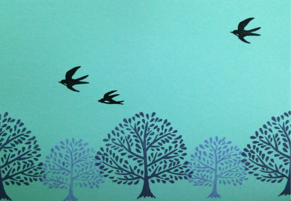 【定形外送料無料】大空に葉を広げる木(大)/鳥はんこオマケ/消しゴムはんこ【制作14日間】 4枚目の画像