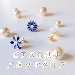 えびぞめ色のひな菊ピアス 3枚目の画像