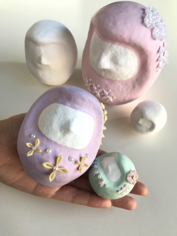 つまみ細工の姫だるま 2枚目の画像