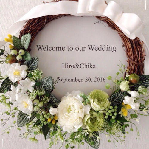 再販×5 ナチュラル ウェディング ウェルカムリース ウェルカムボード