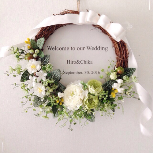 再販×5 ナチュラル ウェディング ウェルカムリース ウェルカムボード