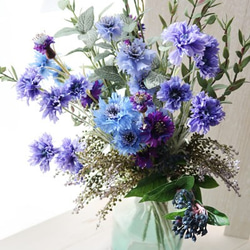 creema限定*【受注制作】 SUMMER BLUE　矢車草の花束（花器付） 3枚目の画像