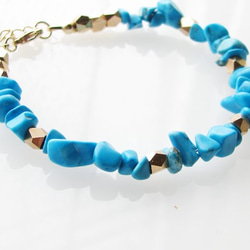 【受注制作】Turquoise&Gold Bracelet 3枚目の画像