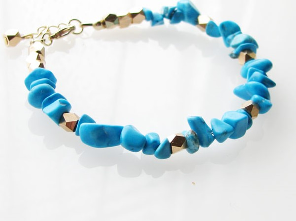 【受注制作】Turquoise&Gold Bracelet 3枚目の画像
