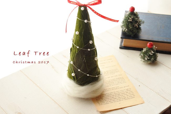 【受注制作】Leaf Tree*ベルベットリーフのクリスマスツリー 3枚目の画像
