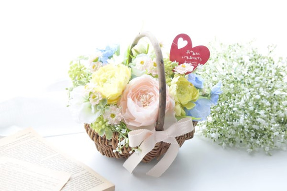 母の日【受注制作】CANDY FLOWER　キャンディーカラーのお花のバスケット 2枚目の画像