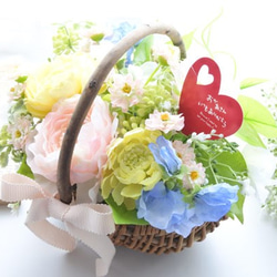 母の日【受注制作】CANDY FLOWER　キャンディーカラーのお花のバスケット 5枚目の画像