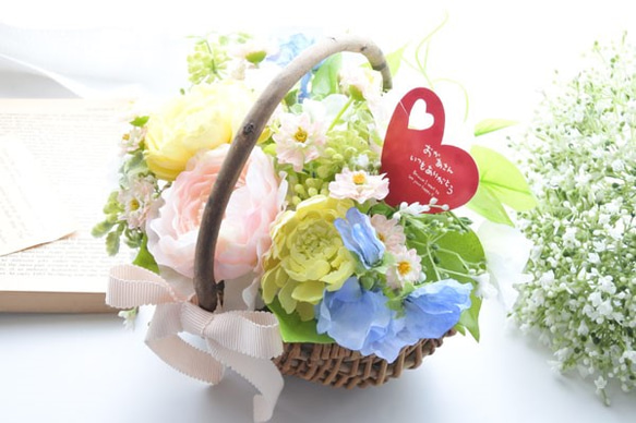 母の日【受注制作】CANDY FLOWER　キャンディーカラーのお花のバスケット 5枚目の画像