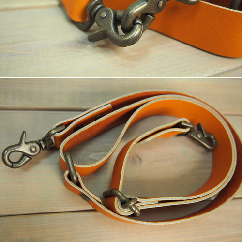 オレンジ レザー ハンドバッグ 中型 ストラップ付き オレンジ レザー ハンドバッグ 中型 ストラップ付き ショルダー