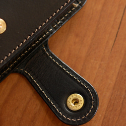 意大利製造的皮革雙折錢包/黑色，適合臀部Nove的免費送貨 第5張的照片