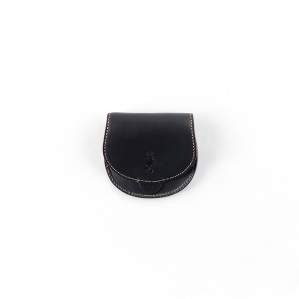 イタリア製革 コインケース/クラシックブラック 丁寧なコバ仕上げ  Jacob 2枚目の画像