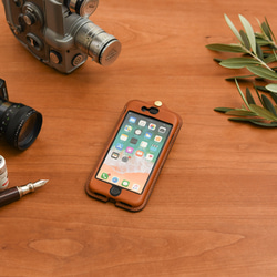 イタリア製総革 iPhone7/8 SE2,3用カバー カードケース付き/クラシックブラウン iP-078SE 1枚目の画像