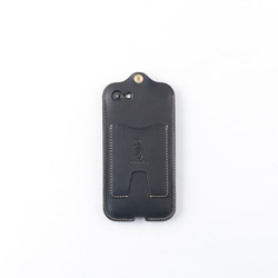 イタリア製総革 iPhone7/8 SE2,3用カバー カードケース付き/クラシックブラック iP-078SE 3枚目の画像
