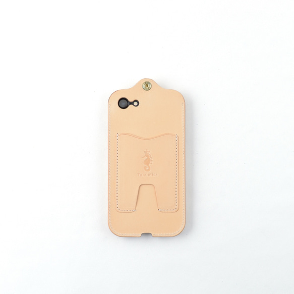 ベルギー製総革 iPhone7/8 SE2,3用カバー カードケース付き/ナチュラルヌメ iP-078SE 3枚目の画像