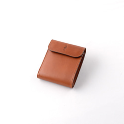 意大利製造的全皮三折錢包/經典棕色中等尺寸奧托免費送貨 第5張的照片