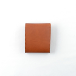 意大利製造的全皮三折錢包/經典棕色中等尺寸奧托免費送貨 第6張的照片