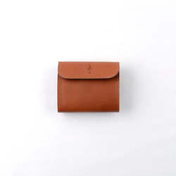 意大利製造的皮革三折錢包/經典棕色迷你Quatro加上免費送貨 第2張的照片