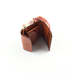 意大利製造的皮革三折錢包/經典棕色迷你Quatro加上免費送貨 第6張的照片