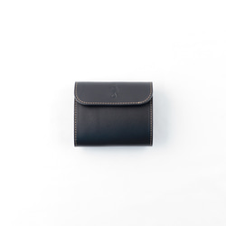 意大利製造的皮革三折錢包/經典黑色迷你Quatro加上免費送貨 第2張的照片