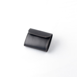 意大利製造的皮革三折錢包/經典黑色迷你Quatro加上免費送貨 第7張的照片